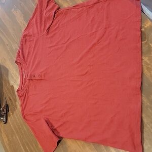 mens 3 button Henley shirt  red